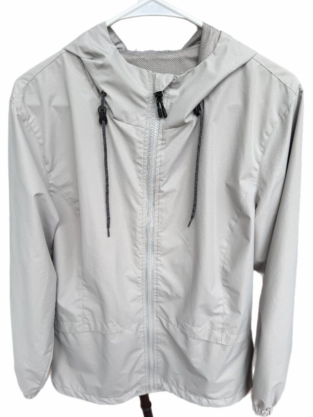 Iceburg Women's Lightweight Hooded Rain Jacket Gray Windbreaker Size L